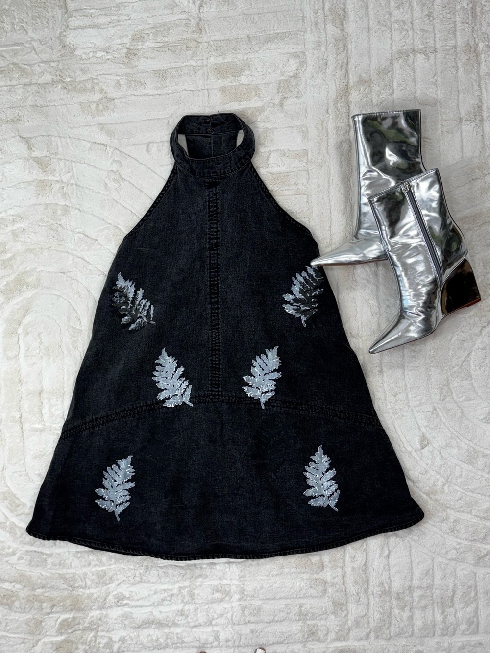 Free People Dark Gray Halter mini Dress size S